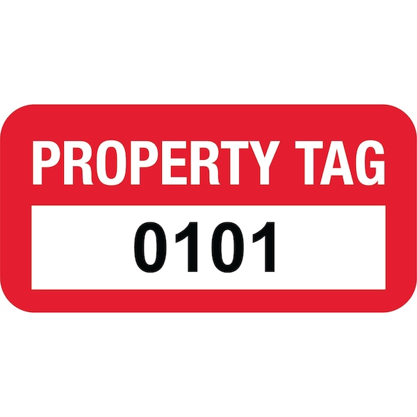 Lustre-Cal VOID Label PROPERTY TAG Dark Red 1.50in x 0.75in Serialized 0101-0200, 100PK 253774Vo1Rd0101 - main